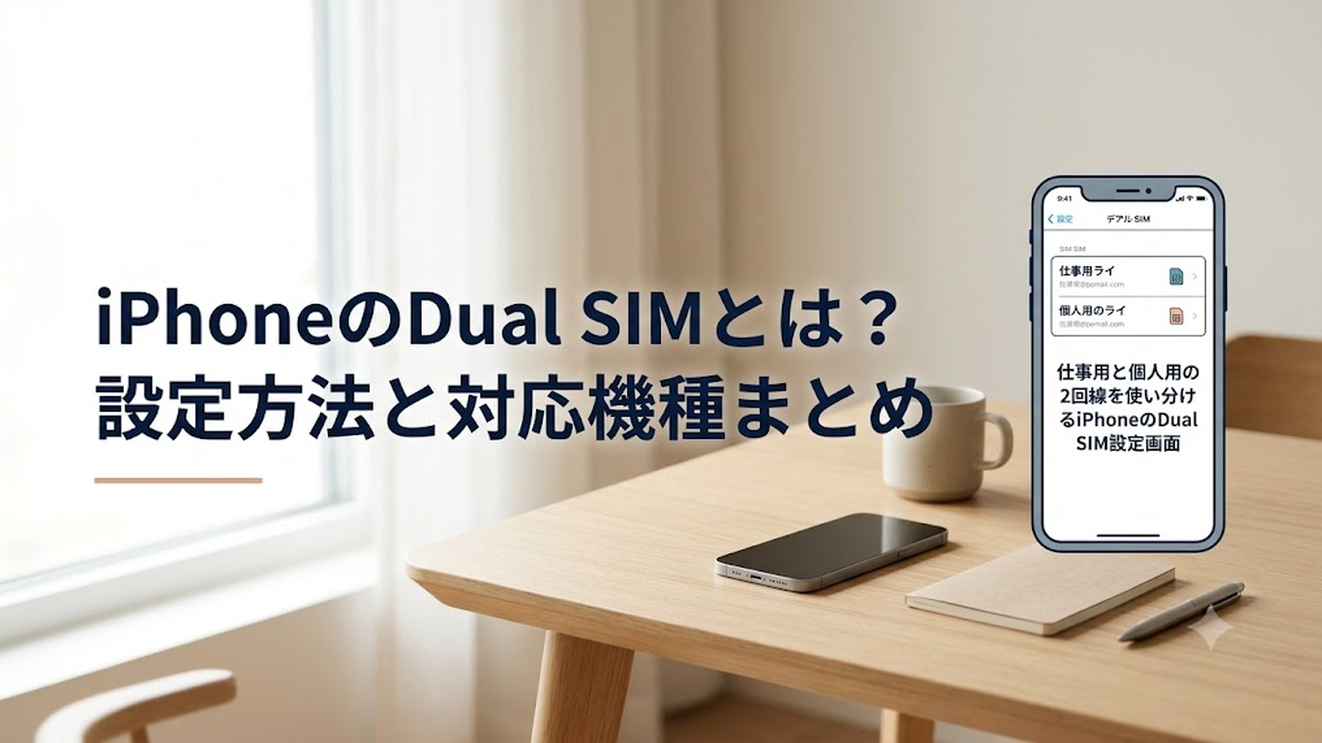 仕事用と個人用の2回線を使い分けるiPhoneのDual SIM設定画面