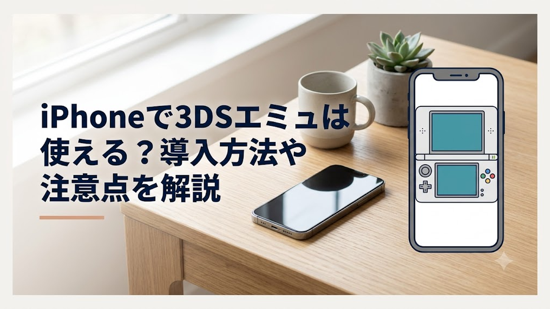 iPhoneの画面に携帯ゲーム機風の2画面と操作ボタンが表示されている様子