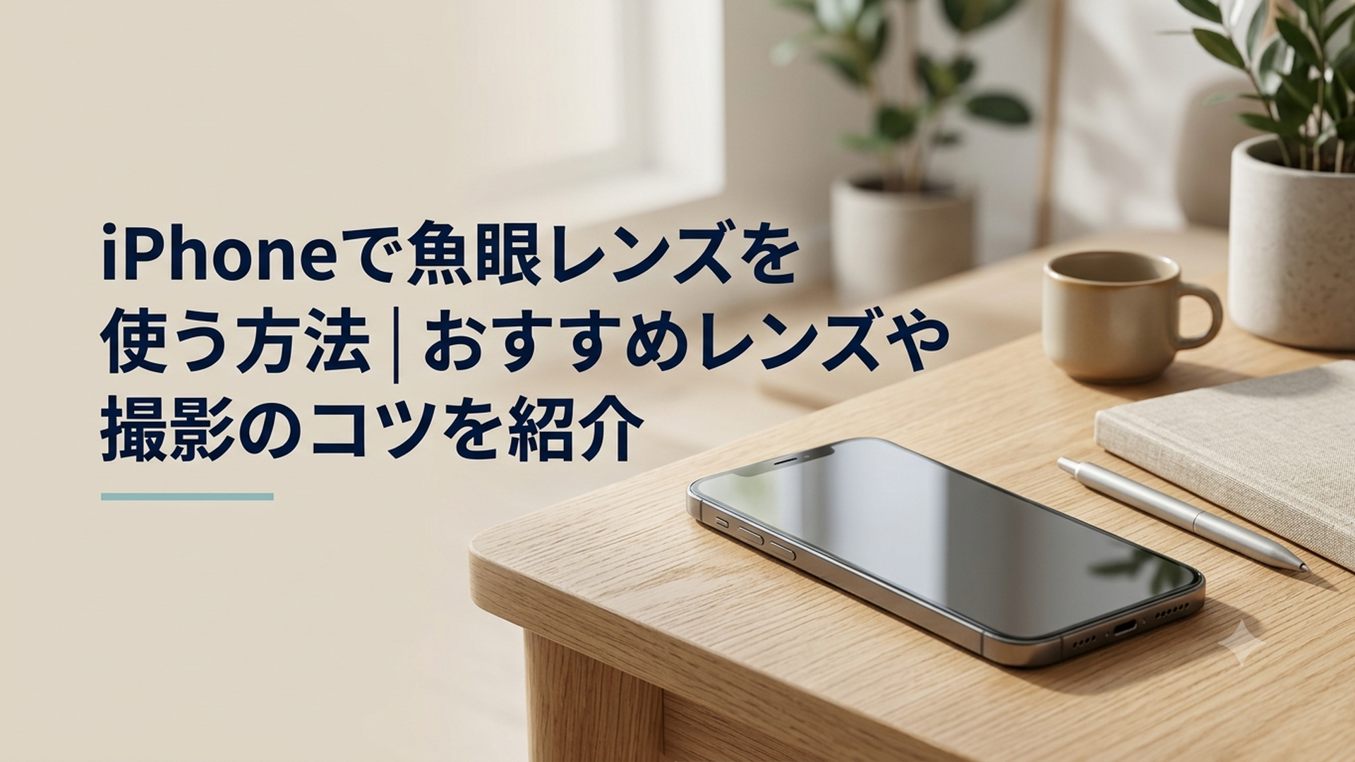 iPhoneの背面カメラにクリップ式魚眼レンズを正確に取り付ける様子