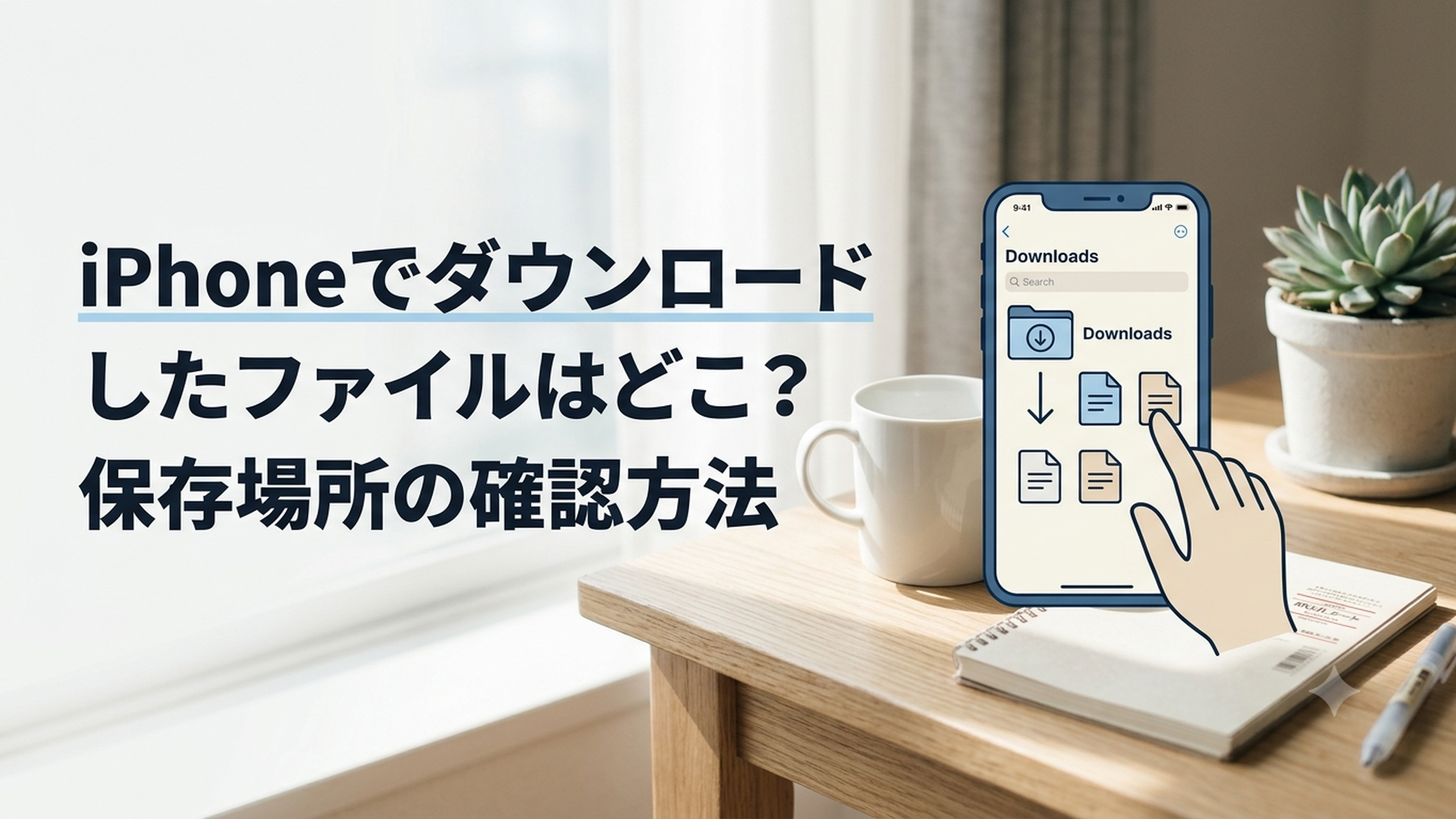 iPhoneのファイルアプリでダウンロードフォルダを確認している様子