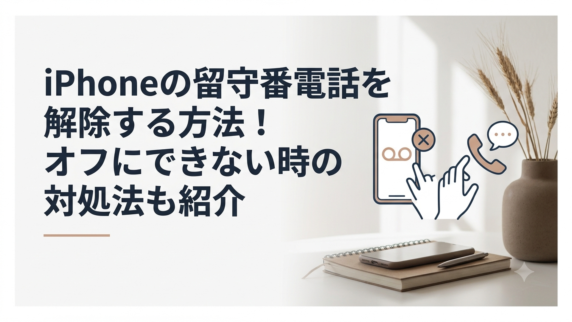 iPhone本体と通信会社の留守番電話を別々に解除する様子