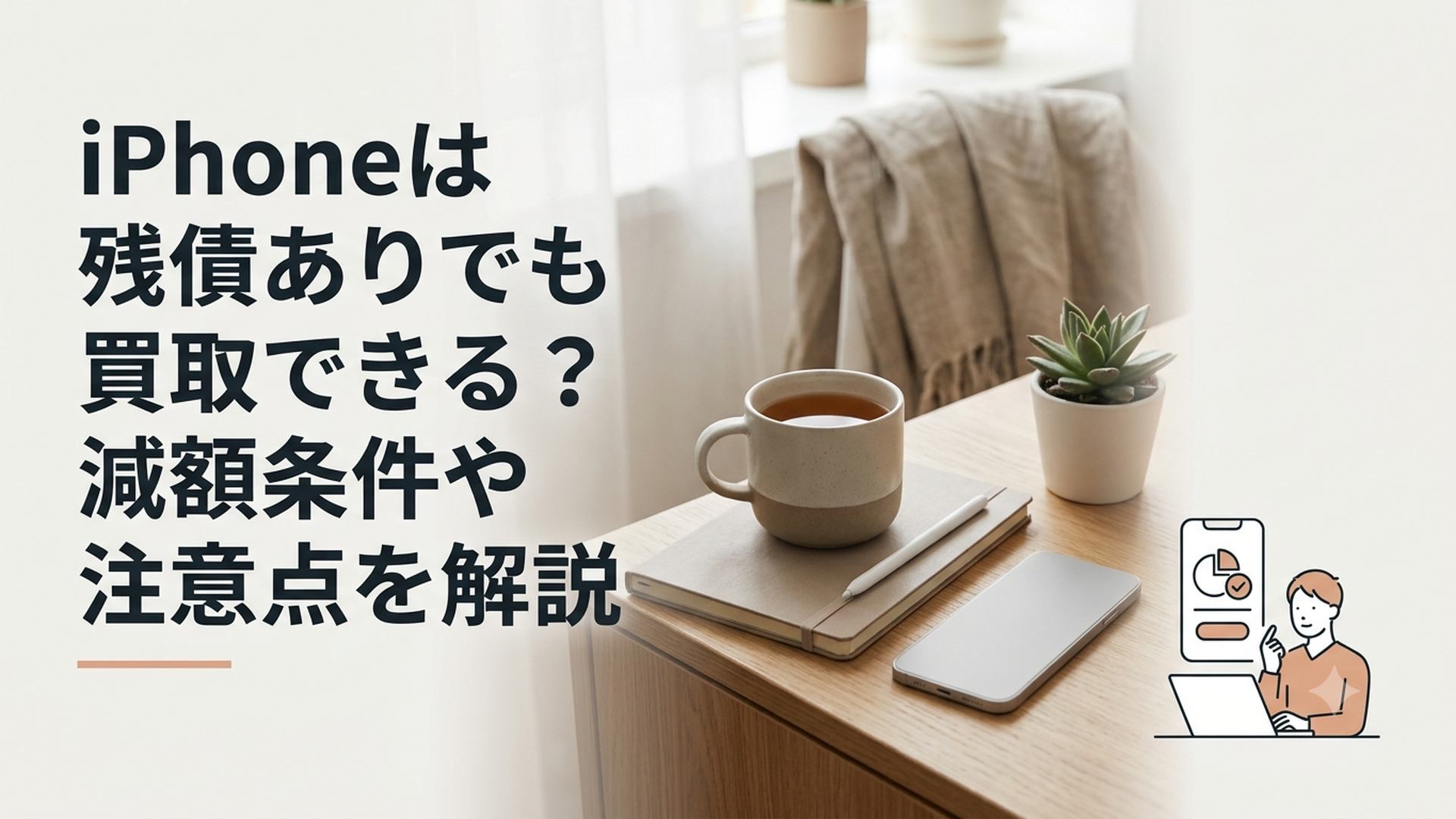 残債が残るiPhoneの買取条件を確認している様子
