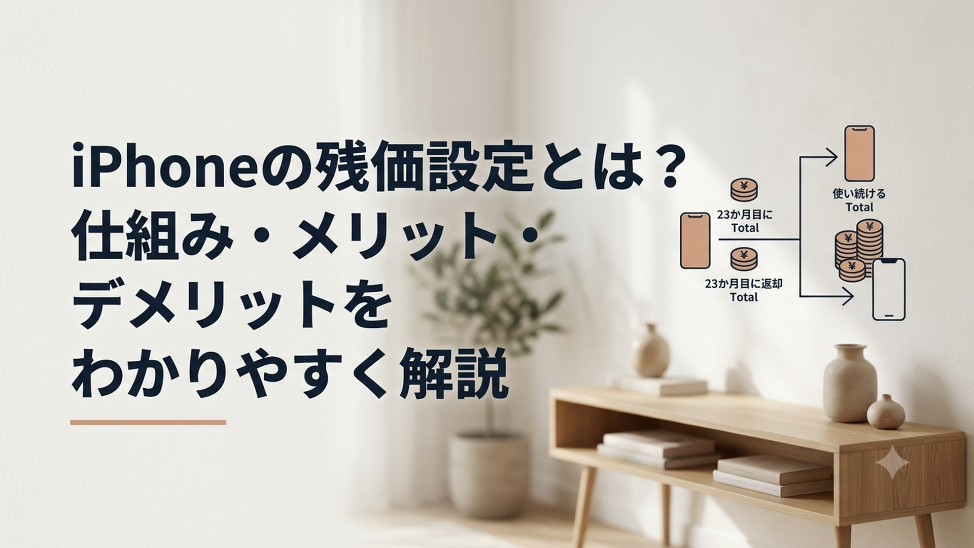 iPhoneの残価設定で23か月目に返却する場合と使い続ける場合の総額を比較する様子