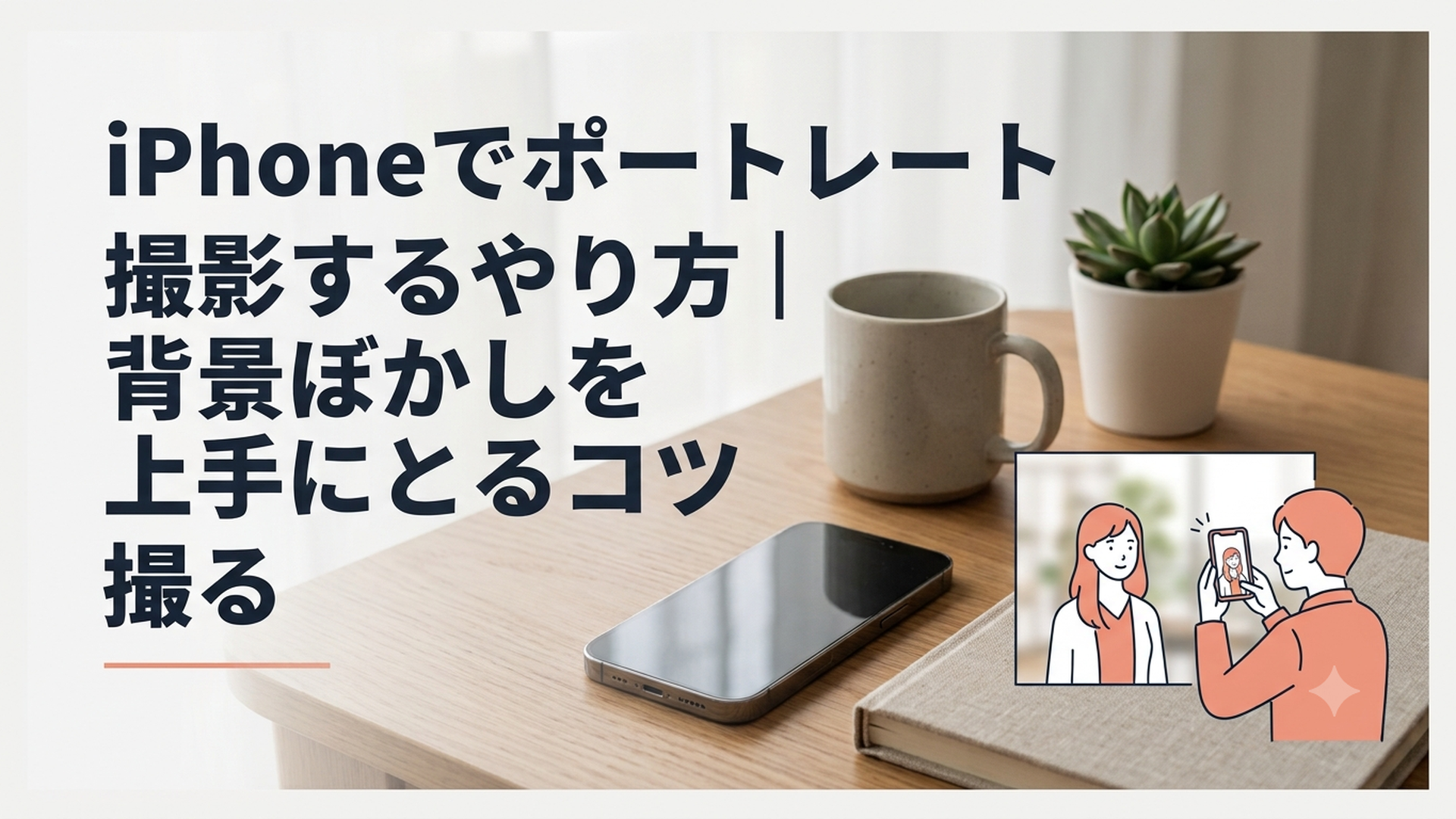 iPhoneのポートレートモードで人物を撮影し背景が自然にぼけている様子