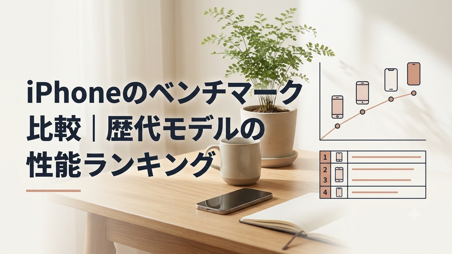 歴代iPhoneの処理性能をグラフと順位表で比較している様子
