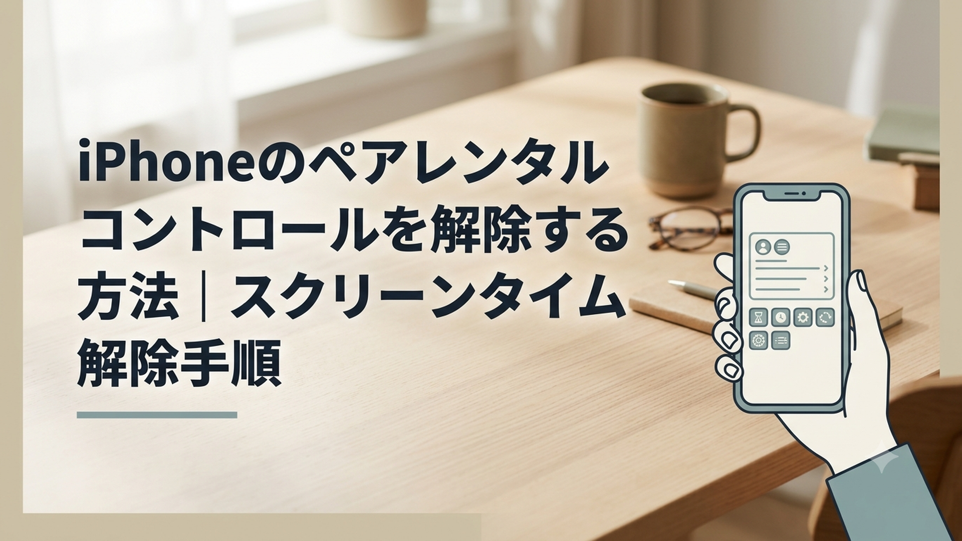 保護者がiPhoneのスクリーンタイム設定を確認している様子