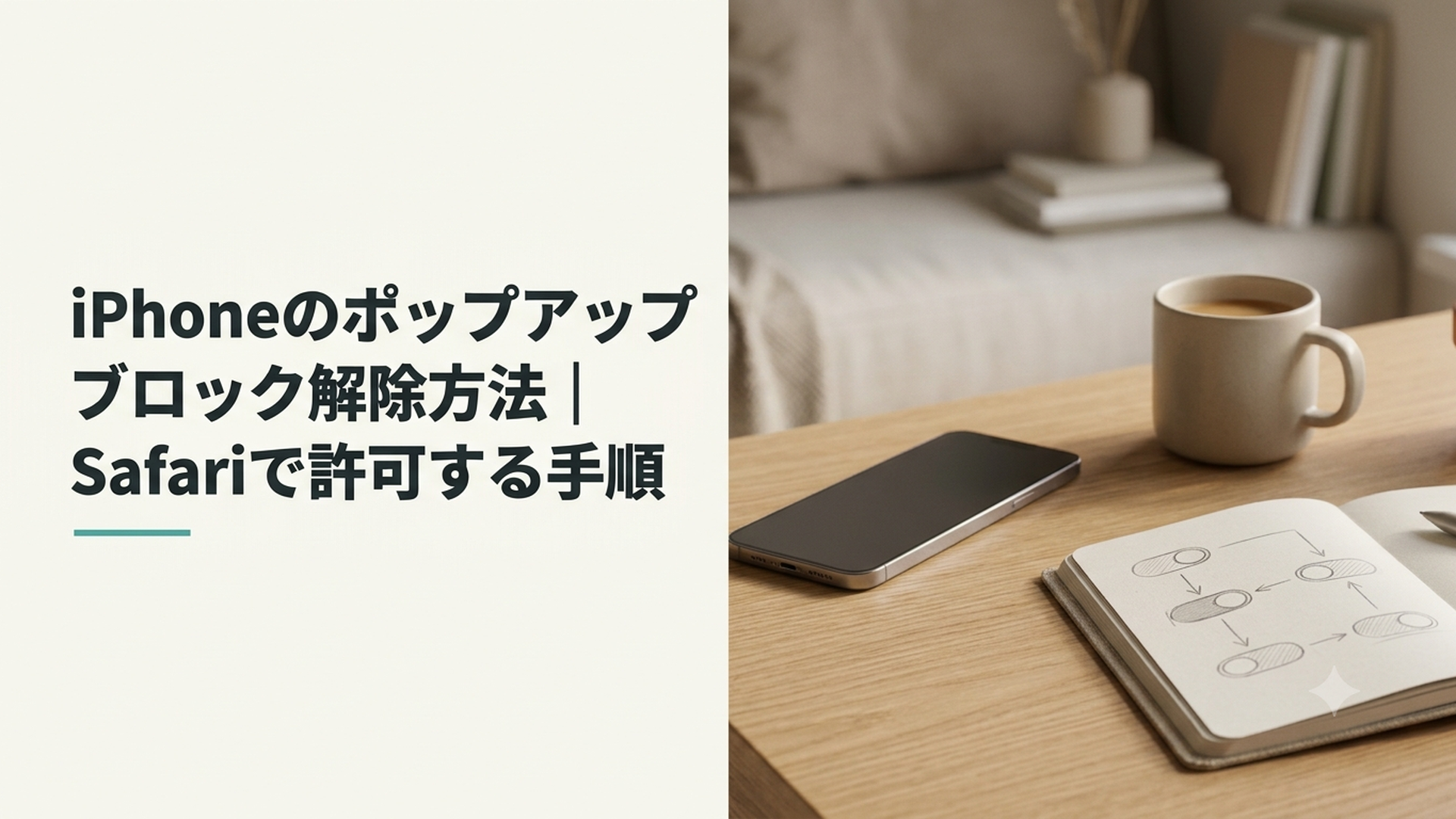 iPhoneの設定画面でSafariのポップアップブロックを解除する様子