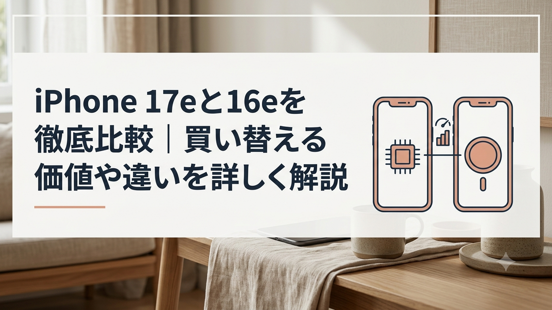 iPhone 17eとiPhone 16eを並べて処理性能やMagSafeの違いを比較する様子