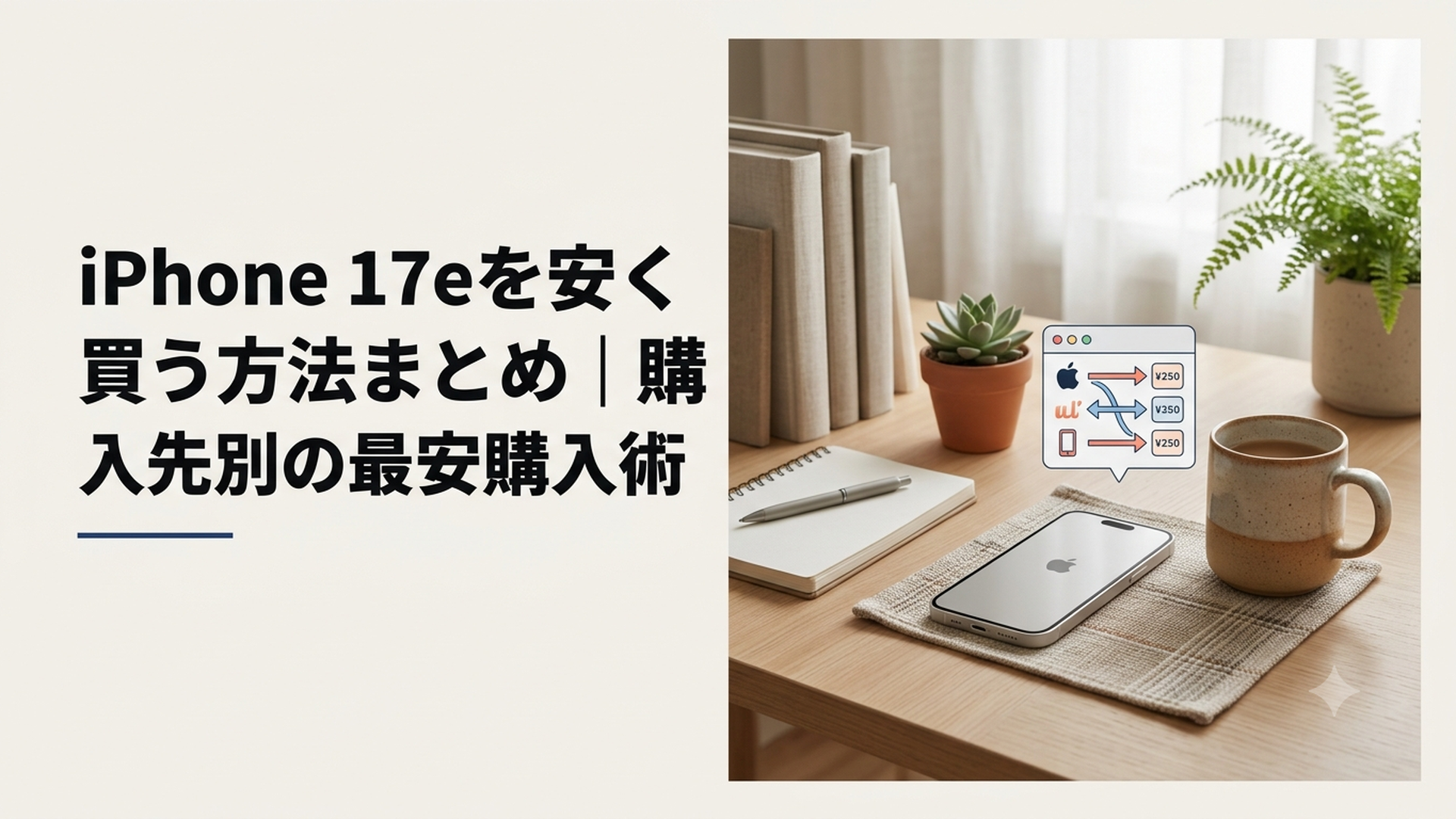 iPhone 17eのAppleと携帯キャリアの価格を比較している様子