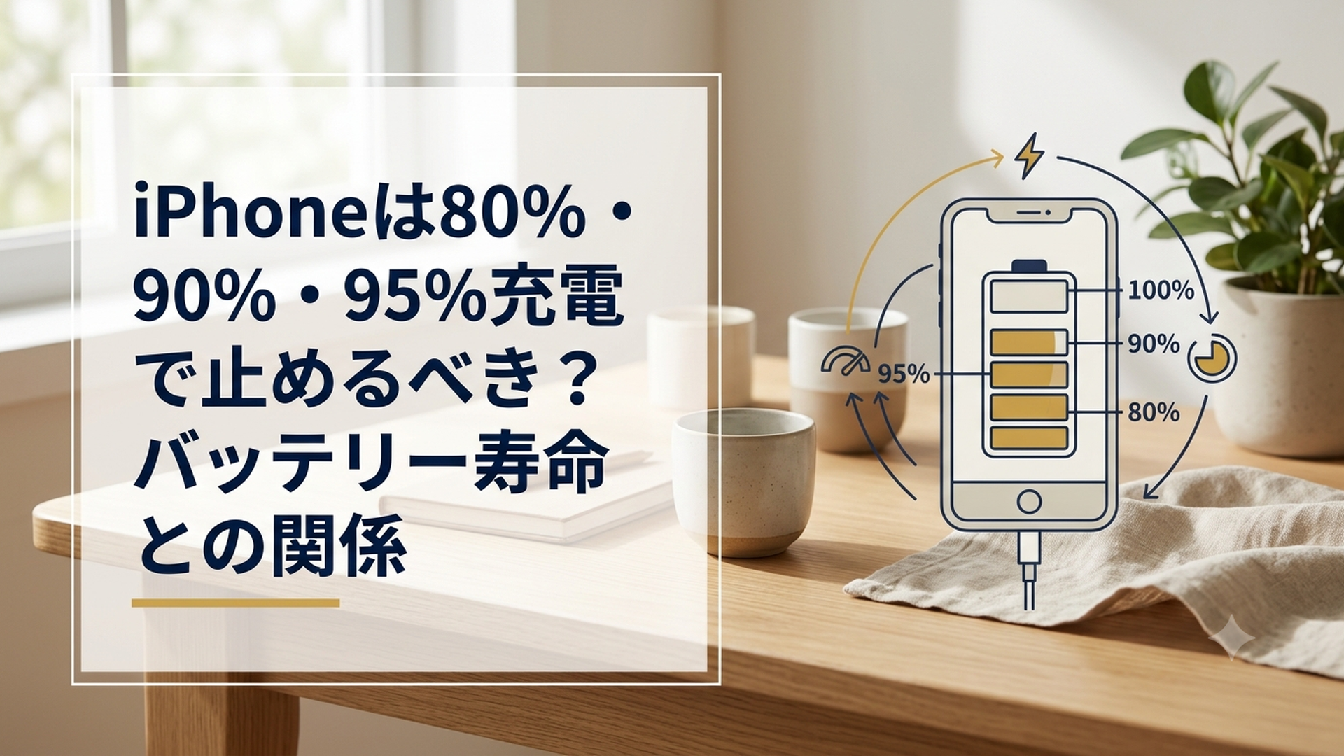 iPhoneは80％・90％・95％充電で止めるべき？バッテリー寿命との関係