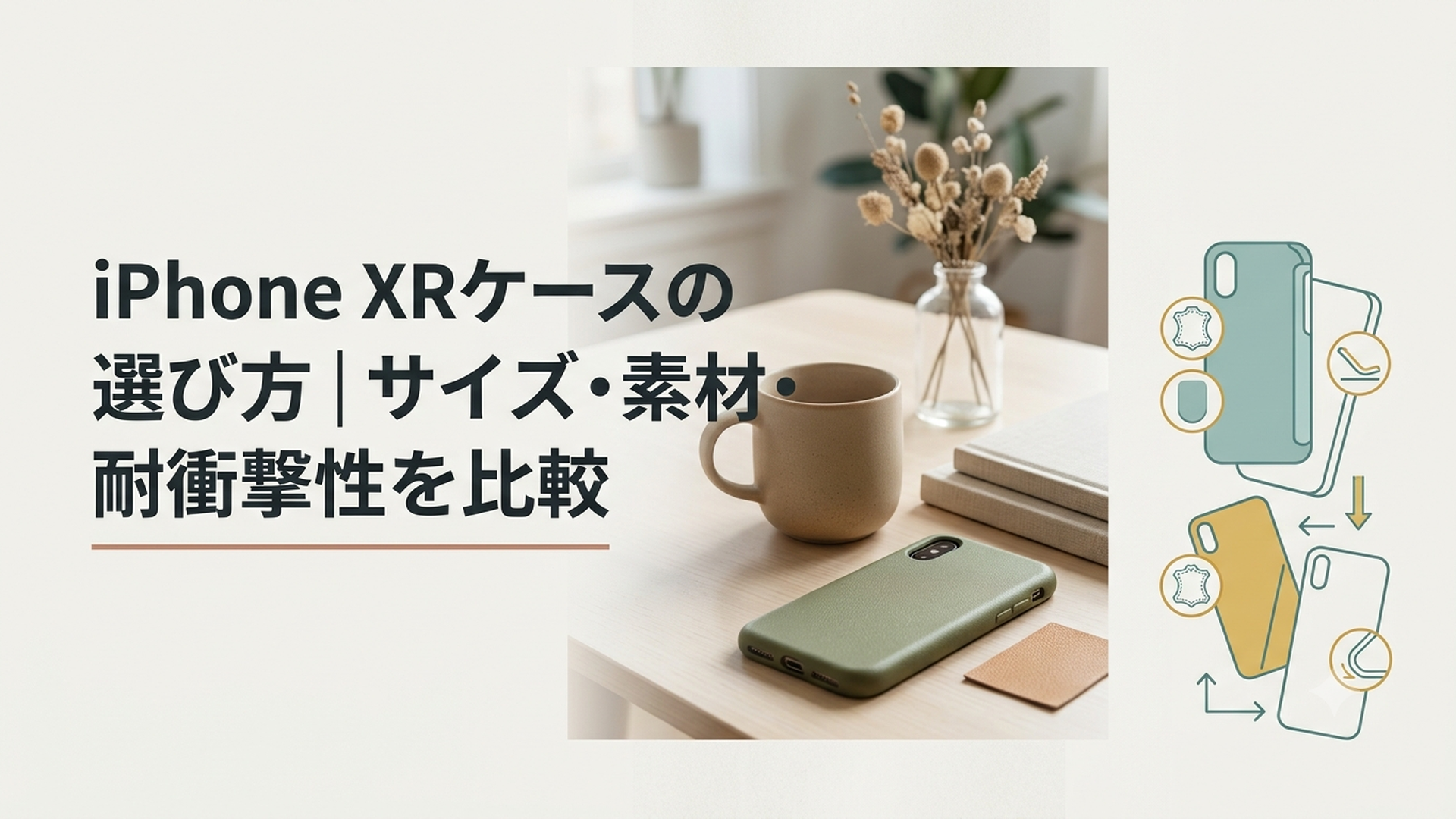 iPhone XR専用ケースの形状や素材を比較して選ぶ様子