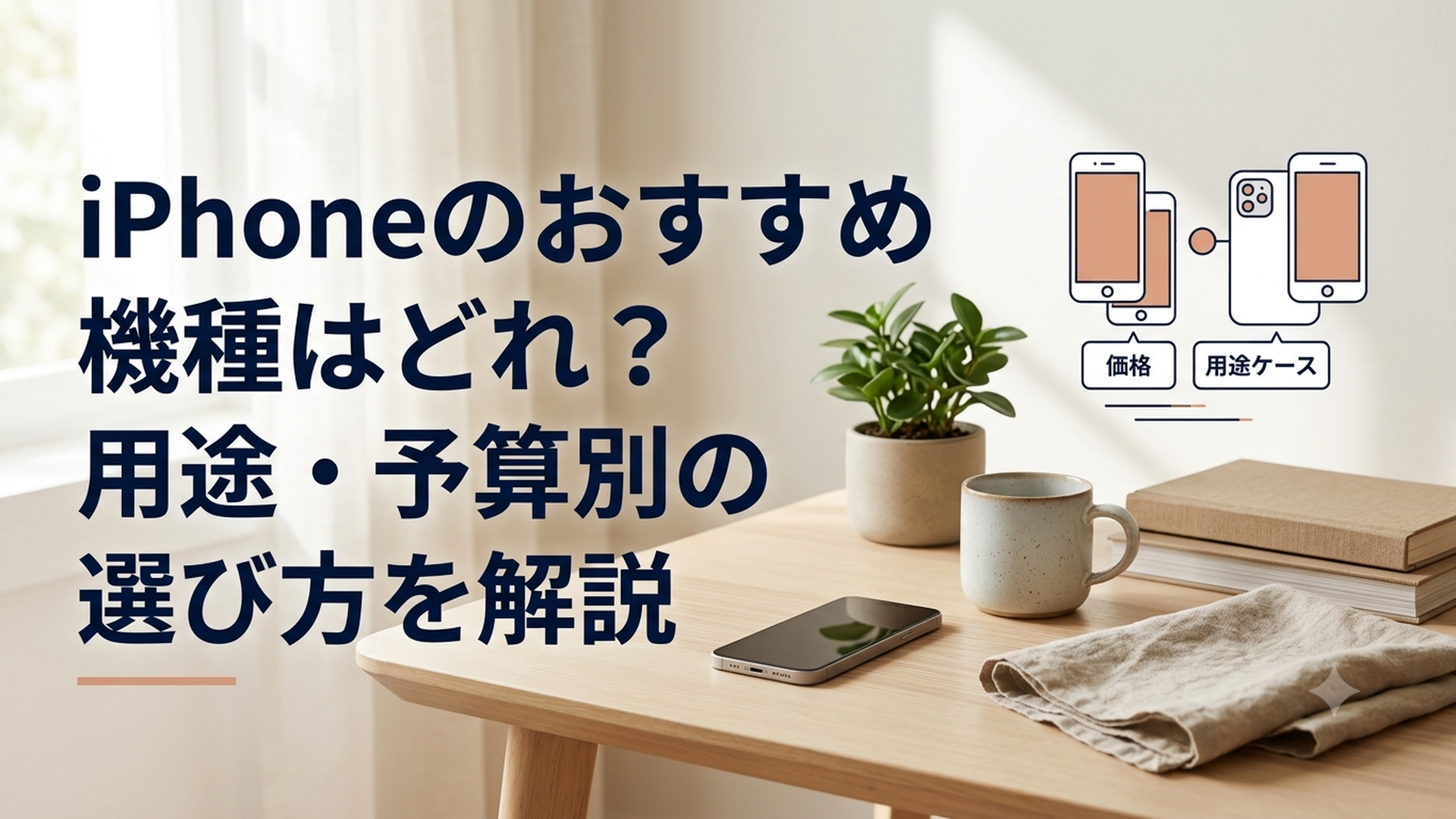 iPhone 17eやiPhone 17などの機種を価格と用途で比較する様子
