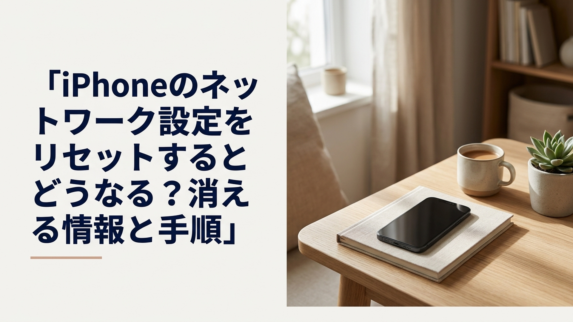 iPhoneのネットワーク設定をリセットしたときに消える情報と残るデータを確認する女性