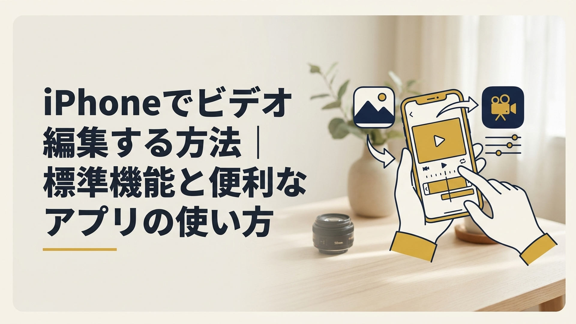 iPhoneの写真アプリと動画編集アプリを使ってビデオを編集している様子