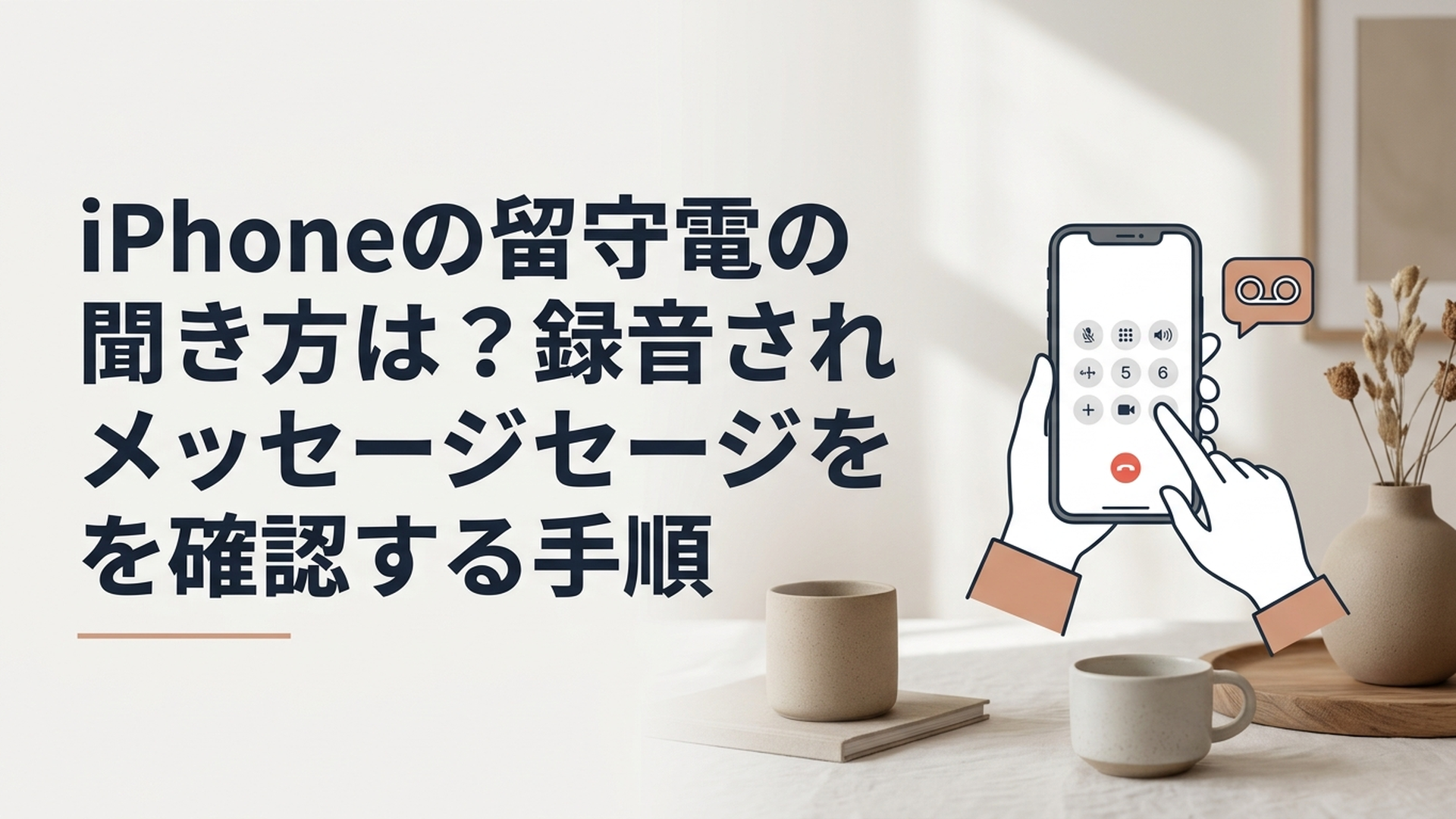 iPhoneの電話アプリで留守番電話の録音メッセージを確認している様子