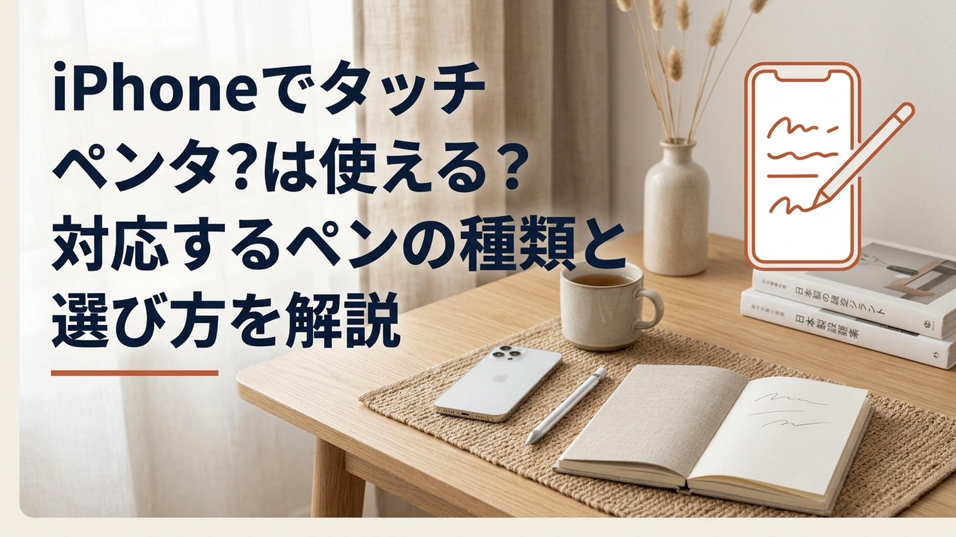 iPhoneの画面をタッチペンで操作しながらメモを書いている様子
