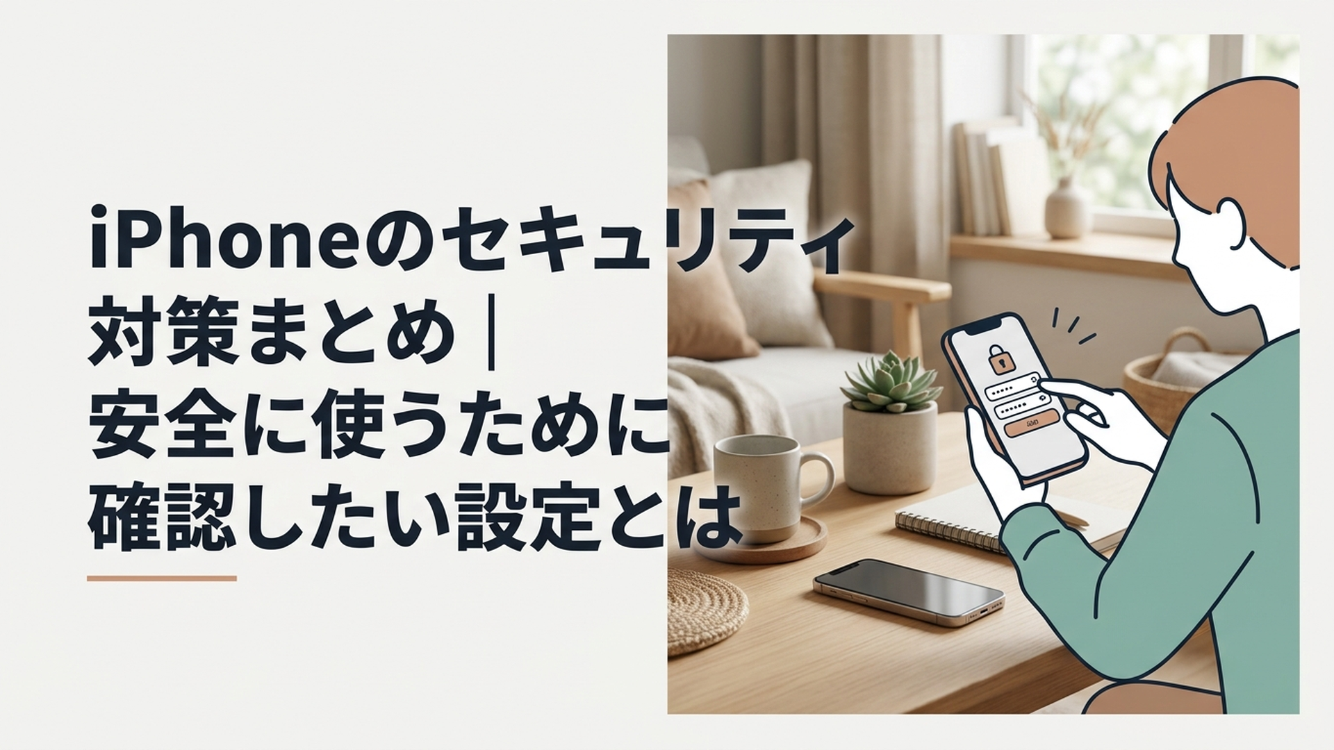 iPhoneのセキュリティ設定を確認しながら安全対策を進める様子