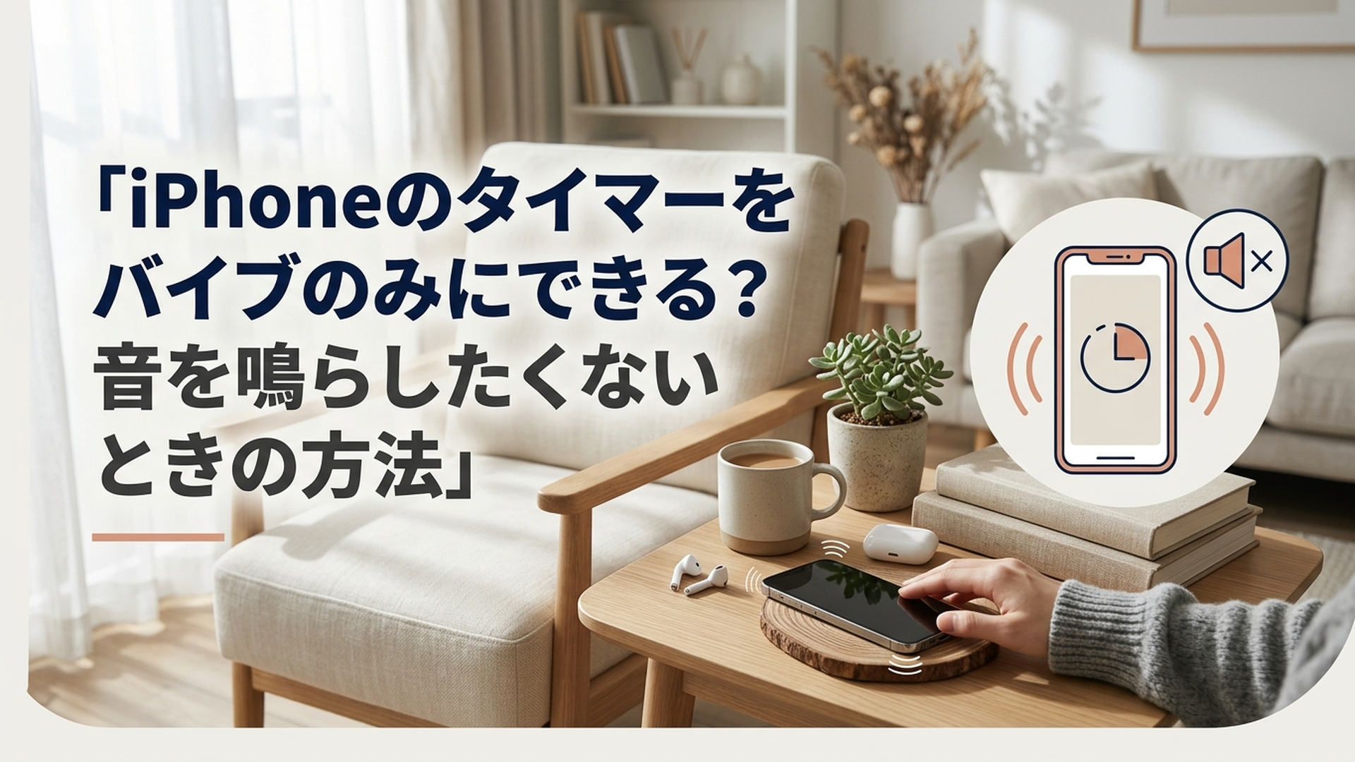 iPhoneのタイマーをバイブのみにできる？音を鳴らしたくないときの方法