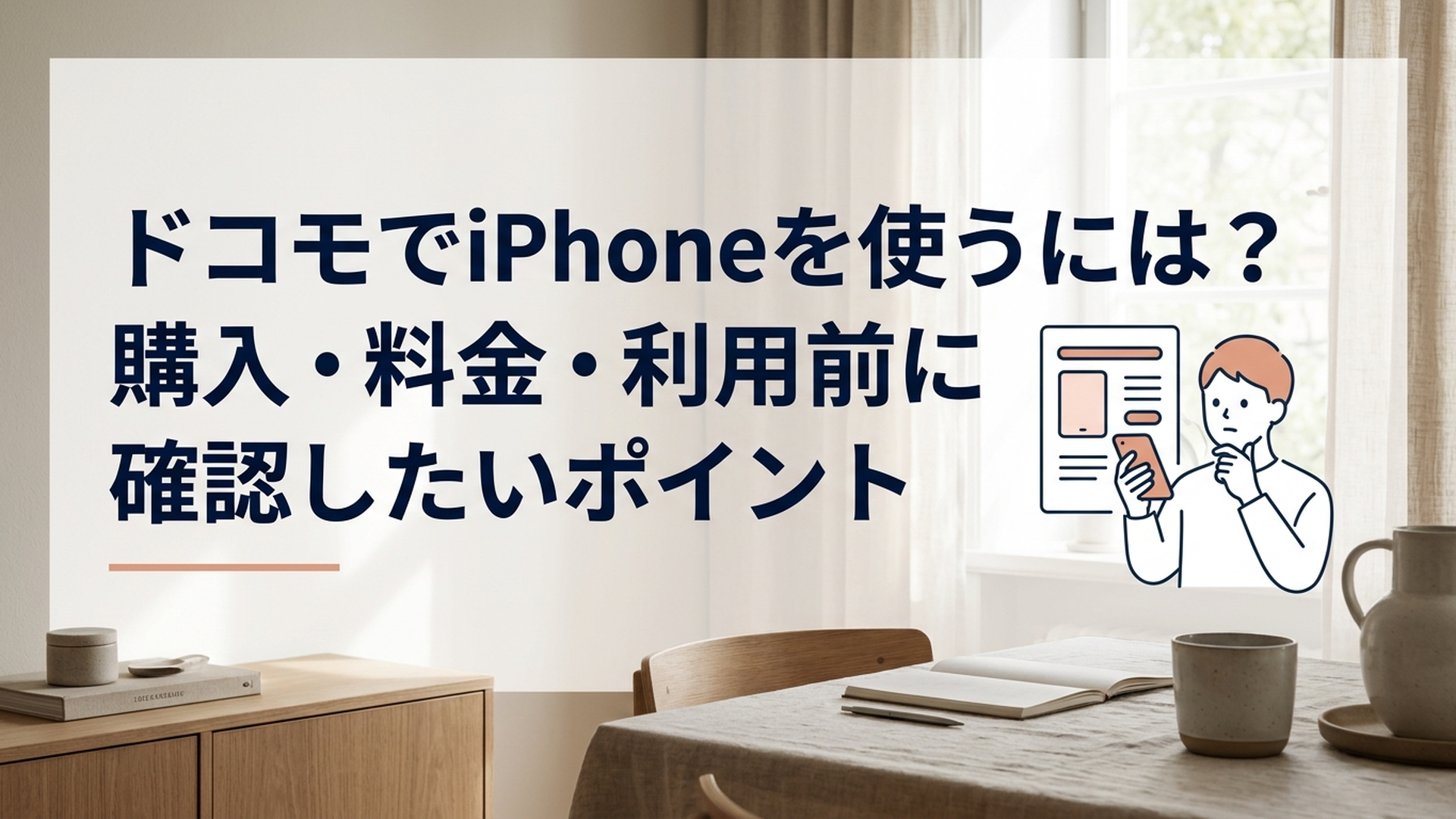 ドコモのiPhoneの価格や料金プランを比較しながら購入方法を検討している様子