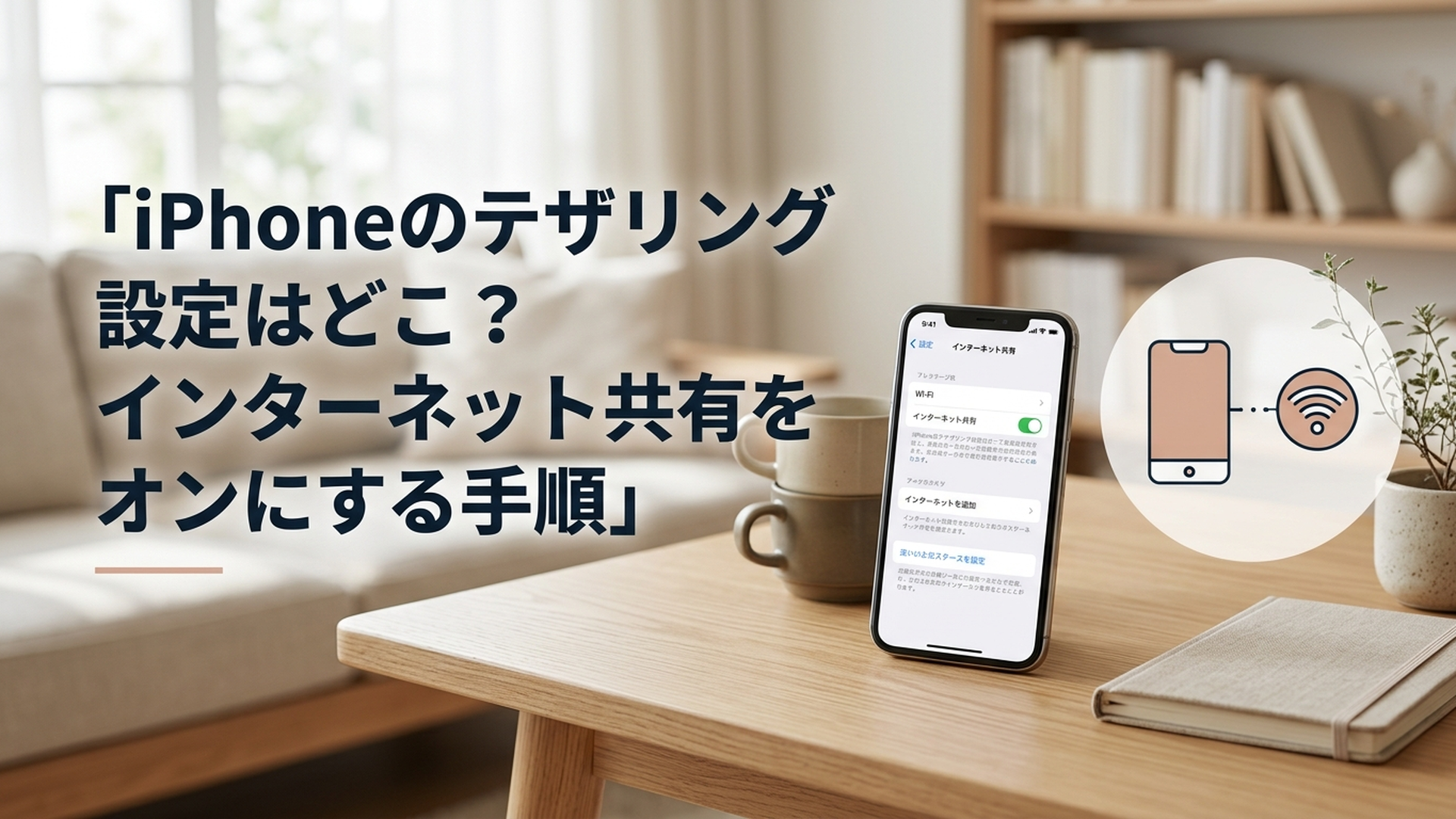 iPhoneのテザリング設定はどこ？インターネット共有をオンにする手順