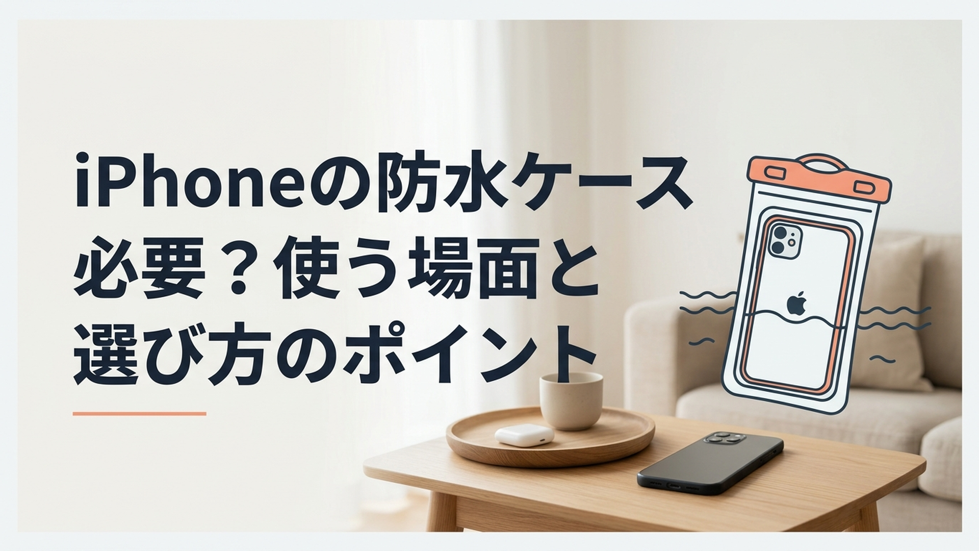 海やプールなどの水辺でiPhoneを守る透明な防水ケース