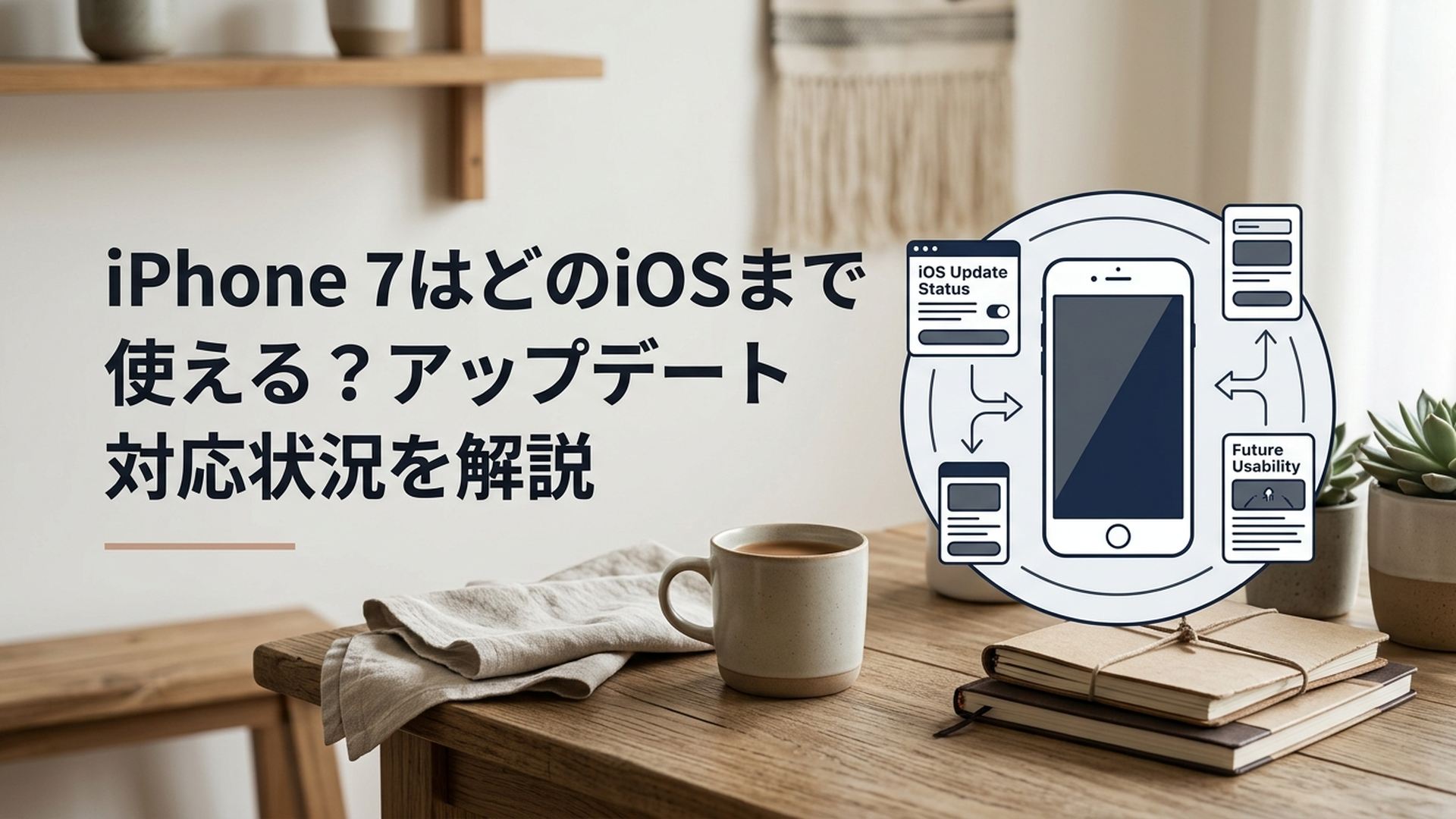 iPhone 7のiOSアップデート対応状況と今後の使用可否を確認している様子