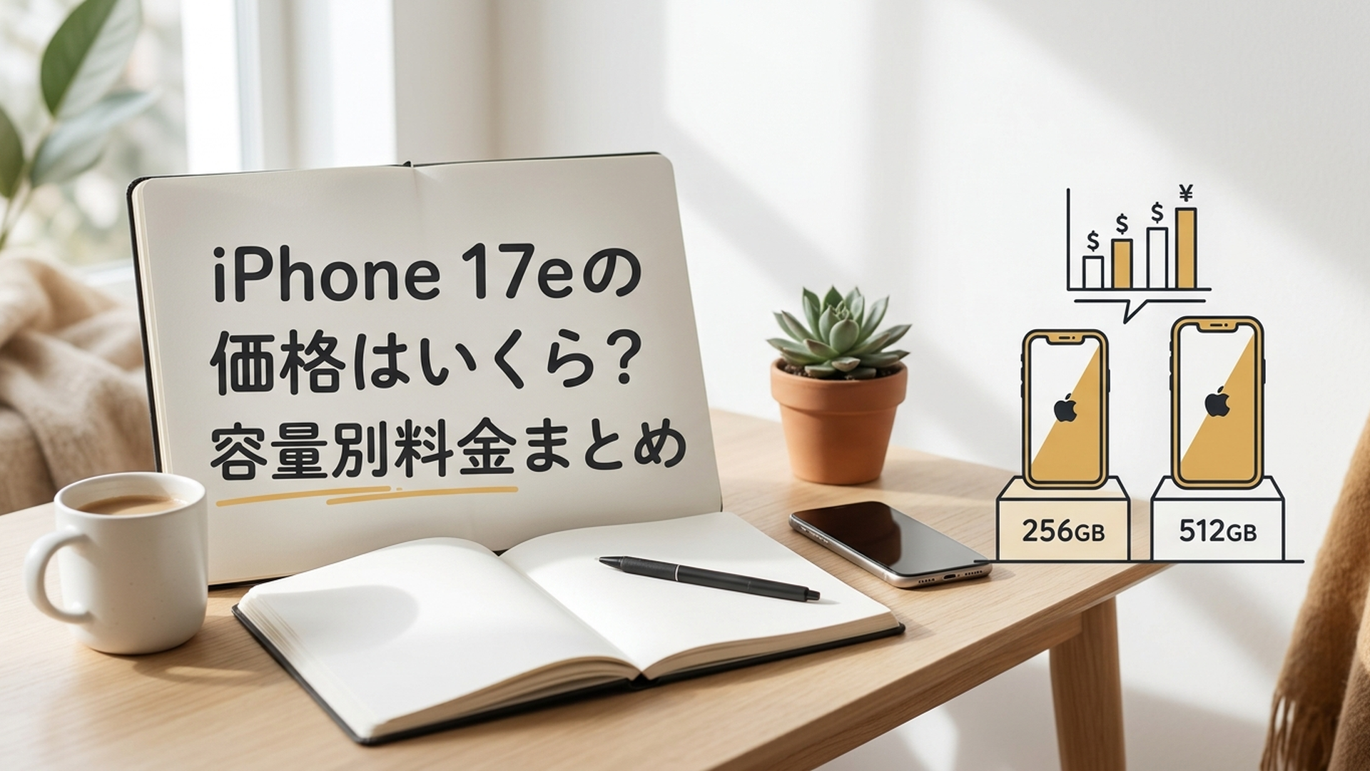 iPhone 17eの256GBと512GBの価格を比較して購入を検討するイメージ