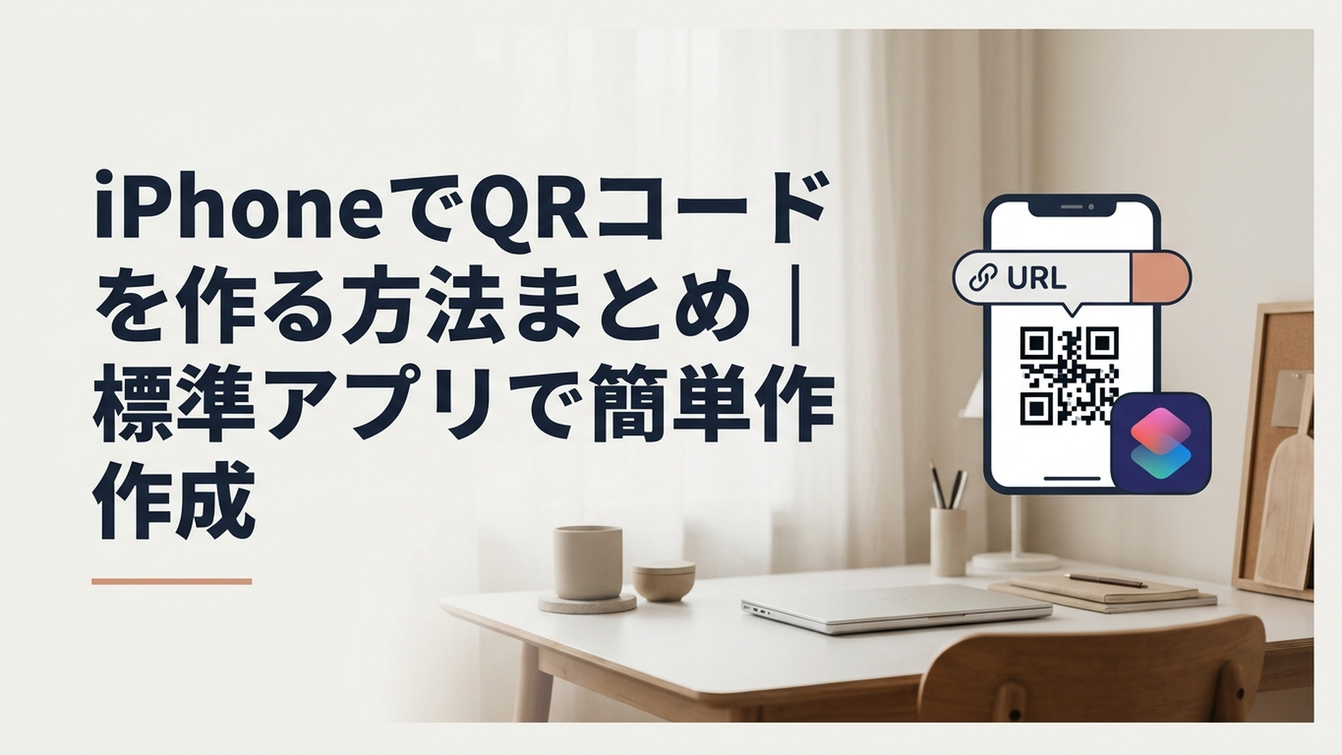 iPhoneのショートカットアプリを使ってURLからQRコードを作成しているイメージ
